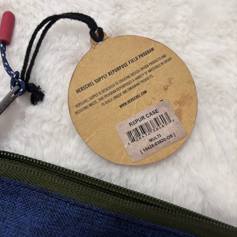 Herschel Blue Repurposed Binder Pencil Case NEW